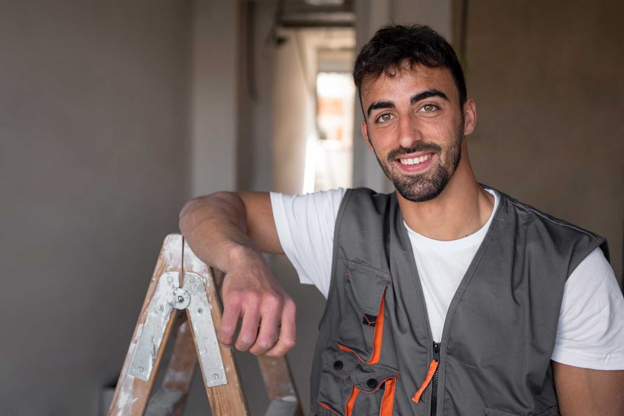 Young tradie on site