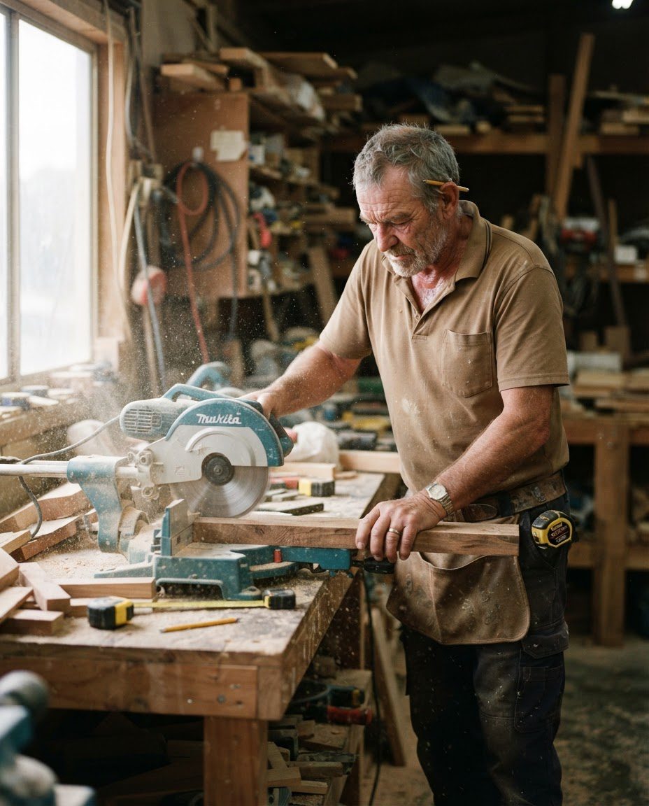 A carpenter in the workshop