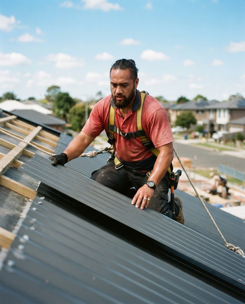 A roofer on site