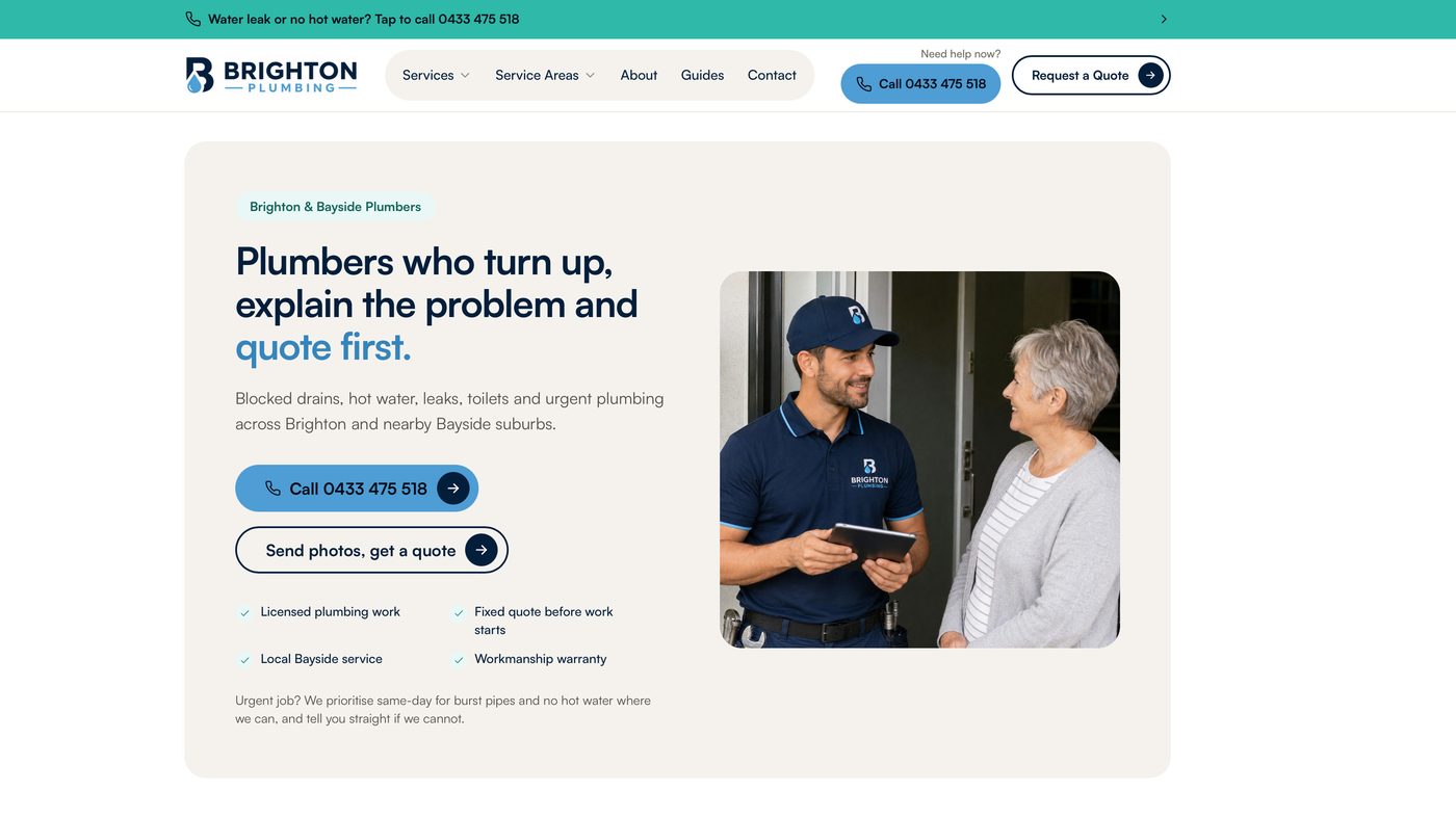 Brighton Plumbing Co website
